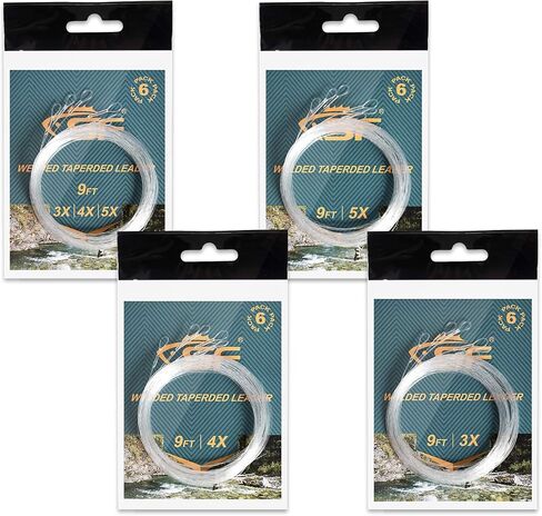 SF Pre-Tied Loop Fly Fishing Tapered Leader Nylon Clear Trout Freshwater Saltwater Bonefish Permit Bass Salmon Steelhead 7.5FT 9FT 10FT 12FT 15FT 0X 1X 2X 3X 4X 5X 6X 7X in Saudi Arabia