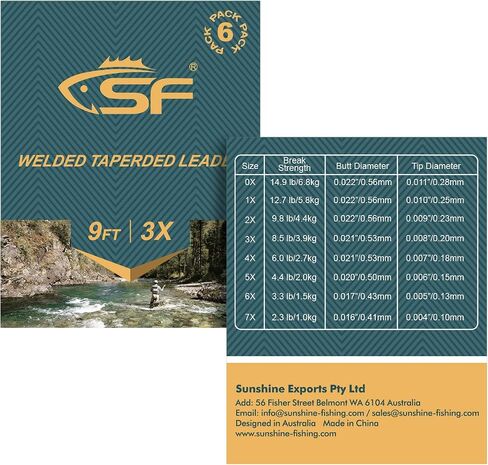 SF Pre-Tied Loop Fly Fishing Tapered Leader Nylon Clear Trout Freshwater Saltwater Bonefish Permit Bass Salmon Steelhead 7.5FT 9FT 10FT 12FT 15FT 0X 1X 2X 3X 4X 5X 6X 7X in Saudi Arabia