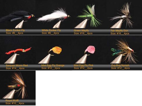 Wifreo Fly Fishing Flies Assortment with Waterproof Fly Box, 28/40/64/92/120pcs Dry/Wet/Nymph/Streamer Flies, Trout/Bass/Panfish/Salmon Fishing Flies in Kuwait