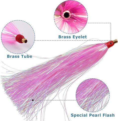 Bucktail Teasers Saltwater Mylar Fishing Skirts Flash Fishing Teaser Tail Flounder Rigs for Saltwater Plugs Fishing Lures in Kuwait