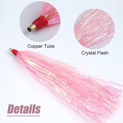 Fishing Teasers,12/18pcs Saltwater Bucktail Teasers Mylar Flash Teaser Tail Trolling Skirt Lures for Flounder Rigs Saltwater Fishing Lures Plugs 3 Colors in Kuwait