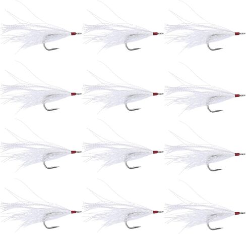 Bucktail Teasers 12-Pack – Saltwater Fishing Lures with Mylar Flash, 5/0 Hook, for Striped Bass, Fluke, Flounder & Sea Bass in Saudi Arabia