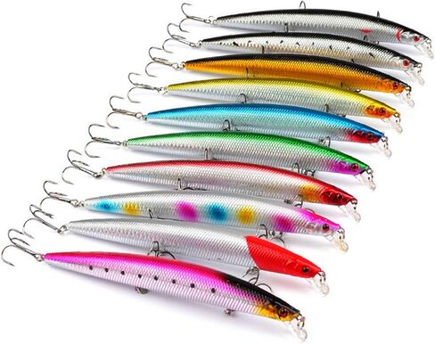 مجموعة أدوات جذب الصيد والطُعم، طُعم المياه العلوية طُعم كرنك طُعم بلاستيكي، صندوق أدوات صيد السمك طُعم سباحة لسمك السلمون المرقط in Kuwait