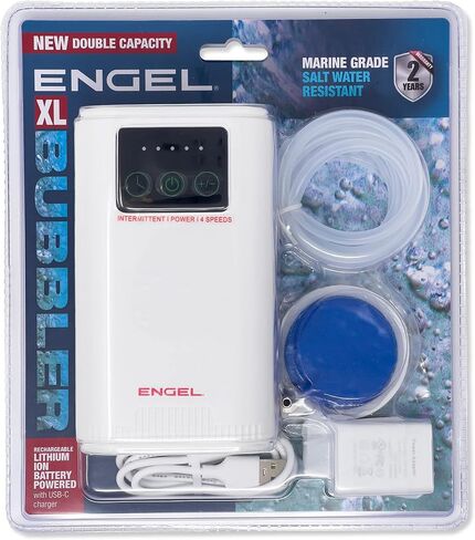 ENGEL Ultra Quiet Lithium-Ion USB Rechargeable Live Bait Aerator Pump & Bubbler with Universal Clip fits Most Bait Buckets in Saudi Arabia