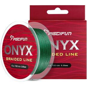 Piscifun Onyx Braided Fishing Line, Superline Abrasion Resistant Braided Lines, Zero Stretch Super Strong, Low Memory, Fast Water Cutting PE Fishing Lines, 6lb-150lb