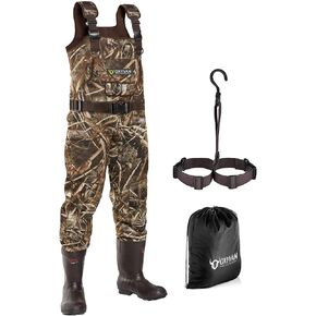 OXYVAN Duck Hunting Waders with 600G Rubber Boots Insulated,Neoprene Realtree MAX-7 Camo Fishing Chest Waders for Men & Women