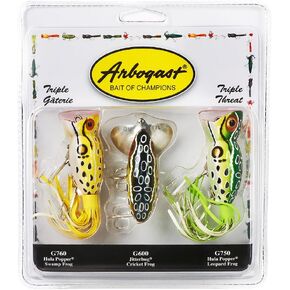 مجموعة من 3 طُعم صيد من Arbogast Triple Threat - تتضمن طُعم Jitterbug وطُعم Hula Popper