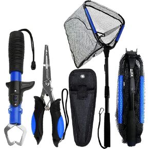 Floating Telescopic Folding Net with 7 Inch Pliers & Lip Gripper - Kids Fishing Net with Foldable Sand Bucket & Fishing Gear Accessories in Kuwait