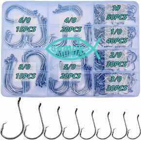 Circle Hooks Fishing Hooks 2X Strong 170PCS/Box|220PCS/Box Octopus Catfish Fish Bulk Fishing Hooks Set Saltwater Freshwater Gear Equipment#1 1/0 2/0 3/0 4/0 5/0 6/0 8/0 10/0 in Saudi Arabia