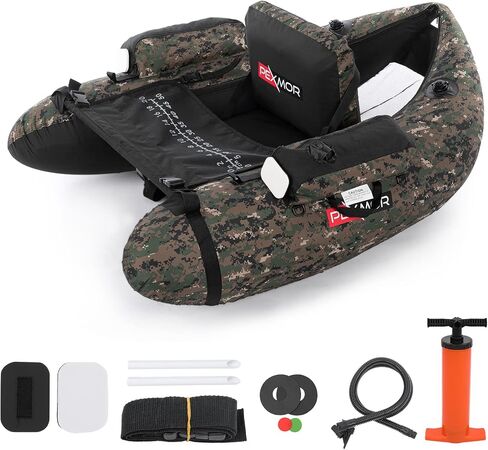 PEXMOR Inflatable Fishing Float Tube,350LBS Capacity, with Storage Pockets and Comfortable Padded Seat,Adjustable Shoulder Straps and Carry Bag, for River Lake Fishing,bass Fly Fishing in Saudi Arabia