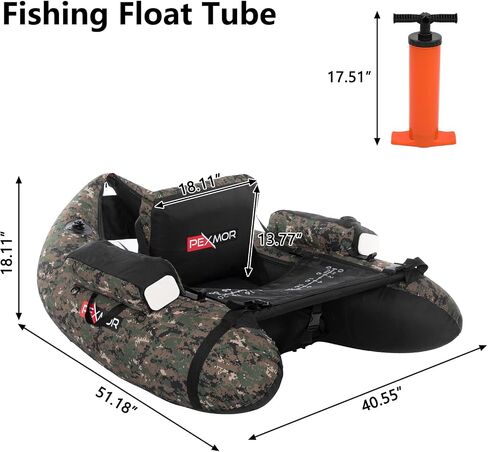 PEXMOR Inflatable Fishing Float Tube,350LBS Capacity, with Storage Pockets and Comfortable Padded Seat,Adjustable Shoulder Straps and Carry Bag, for River Lake Fishing,bass Fly Fishing in Saudi Arabia