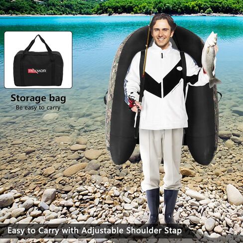 PEXMOR Inflatable Fishing Float Tube,350LBS Capacity, with Storage Pockets and Comfortable Padded Seat,Adjustable Shoulder Straps and Carry Bag, for River Lake Fishing,bass Fly Fishing in Saudi Arabia