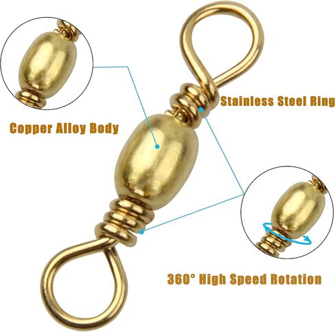 100pcs Barrel Swivels Fishing Saltwater Freshwater Fishing Tackle Line Connector Solid Ring Fishing Swivels High Strength Catfish Terminal Tackle Accessories in Saudi Arabia