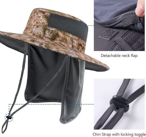 BASSDASH UPF 50+ Sun Fishing Hat Water Resistant with Detachable Neck Flap in Kuwait