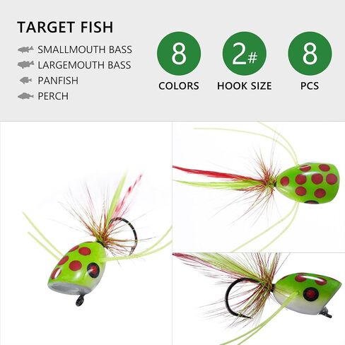 BASSDASH Popper Flies for Fly Fishing Bass Panfish Perch Topwater Fishing Lures in Saudi Arabia