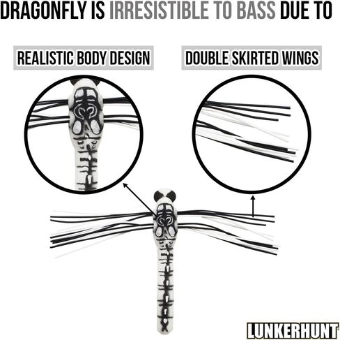 LUNKERHUNT Dragonfly Lure | Most Realistic Topwater Fishing Lures for Bass, Double Skirted Wings, Perfect Trouth and Pike Lure, Weedless Bait in Saudi Arabia