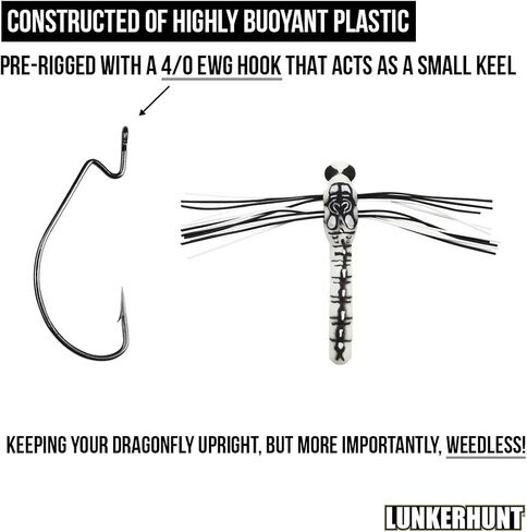 LUNKERHUNT Dragonfly Lure | Most Realistic Topwater Fishing Lures for Bass, Double Skirted Wings, Perfect Trouth and Pike Lure, Weedless Bait in Saudi Arabia