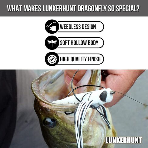 LUNKERHUNT Dragonfly Lure | Most Realistic Topwater Fishing Lures for Bass, Double Skirted Wings, Perfect Trouth and Pike Lure, Weedless Bait in Saudi Arabia