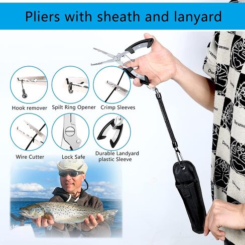 Sosation 134 Pcs Fishing Tool Kit Fishing Gear and Equipment Fishing Pliers Kit Fish Hook Remover Tool Fishing Lip Gripper Set Fishing Lures Baits Tackle Accessories in Saudi Arabia