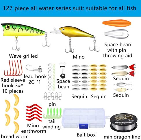 Sosation 134 Pcs Fishing Tool Kit Fishing Gear and Equipment Fishing Pliers Kit Fish Hook Remover Tool Fishing Lip Gripper Set Fishing Lures Baits Tackle Accessories in Saudi Arabia