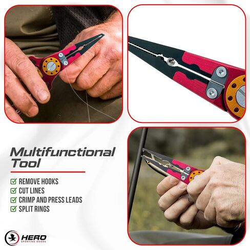 Fishing Pliers - Fishing Pliers Saltwater Resistant - Multifunctional Fishing Pliers Hook Remover, Line Cutter And Split Rings - Fishing Pliers Kit Includes Sheath And Lanyard - Pliers For Fishing in Saudi Arabia