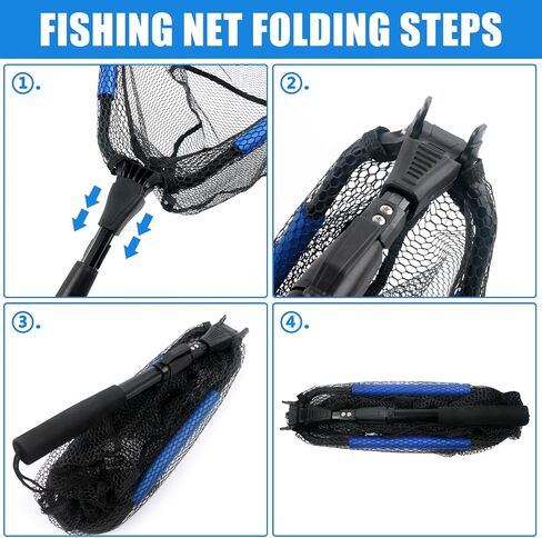 Floating Telescopic Folding Net with 7 Inch Pliers & Lip Gripper - Kids Fishing Net with Foldable Sand Bucket & Fishing Gear Accessories in Kuwait