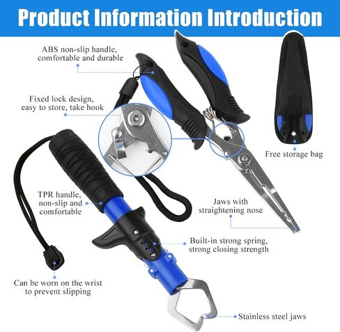 Floating Telescopic Folding Net with 7 Inch Pliers & Lip Gripper - Kids Fishing Net with Foldable Sand Bucket & Fishing Gear Accessories in Kuwait