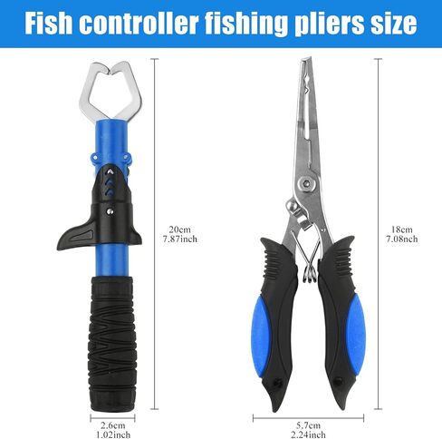 Floating Telescopic Folding Net with 7 Inch Pliers & Lip Gripper - Kids Fishing Net with Foldable Sand Bucket & Fishing Gear Accessories in Kuwait