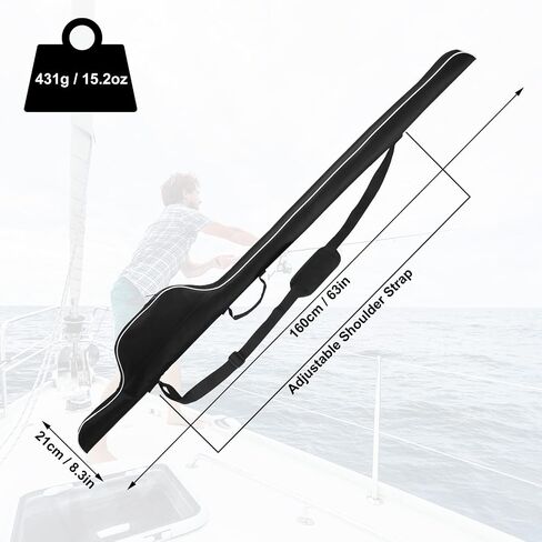Fishing Rod Bag - 63 Inch Rod & Reel Protective Case, Portable Folding Pole Case, Waterproof Tackle Storage & Organizer in Kuwait