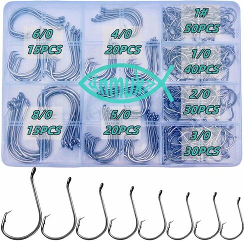 Circle Hooks Fishing Hooks 2X Strong 170PCS/Box|220PCS/Box Octopus Catfish Fish Bulk Fishing Hooks Set Saltwater Freshwater Gear Equipment#1 1/0 2/0 3/0 4/0 5/0 6/0 8/0 10/0 in Kuwait