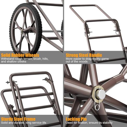 Moccha 500lbs Capacity Folding Deer Game Hauler Cart with Big Wheels, Utility Gear Dolly Cart, Heavy-Duty Steel Deer Game Cart, Hunting Accessories in Saudi Arabia