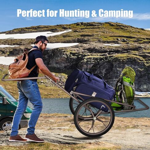 Moccha 500lbs Capacity Folding Deer Game Hauler Cart with Big Wheels, Utility Gear Dolly Cart, Heavy-Duty Steel Deer Game Cart, Hunting Accessories in Saudi Arabia