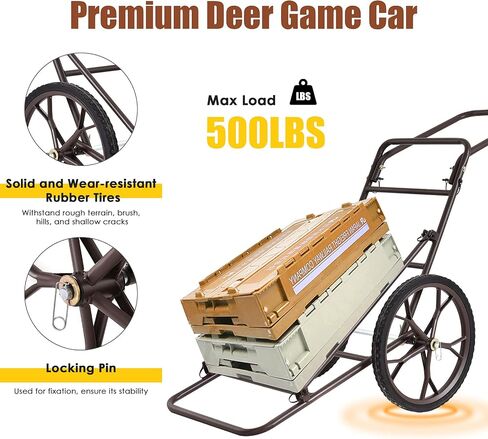Moccha 500lbs Capacity Folding Deer Game Hauler Cart with Big Wheels, Utility Gear Dolly Cart, Heavy-Duty Steel Deer Game Cart, Hunting Accessories in Saudi Arabia