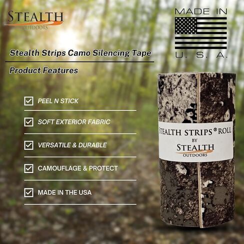 Stealth Strips® Strata Camo Silencing Tape | Self Adhesive Silencing Fabric | Great for Quieting All of Your Metal Hunting Gear and Accessories | (2.125" X 60" Roll) (Strata Camo, 2.125" Wide) in Saudi Arabia