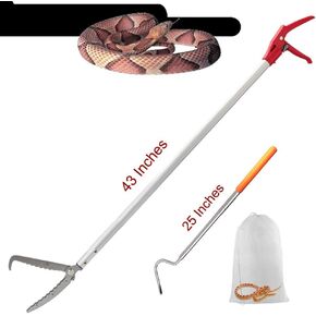 V-Cheetong Snake Tong Rattle Snake Reptile Catcher Grabber,with Wide Jaw and Comfortable Grip Handle, Handling Tool Equipped with Snake Hook and Bagging,More Professional