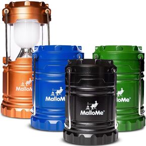 MalloMe Camping Lantern Multicolor 4 Pack Lanterns for Power Outages, Camping Lights for Tent Hanging, Camp Light Tent Lamp Emergency Battery Powered LED Lantern (Rechargeable Batteries Not Included)