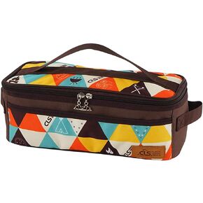 Camping Travel Cooking Utensils Organizer Travel Bag with Net Pockets, Portable Pouch for BBQ Camp Cookware Kitchen Kit,13x5.1x4.9inch (Oxford Cloth, Nylon, Metal)