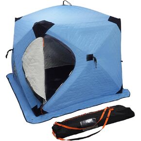 2-in-1 Portable Ice Fishing Shelter -VISUTI Double Fabric Water-Repellent and Wind-Resistant Quick Fishing Tent for 3-4 Person with Bag in Kuwait