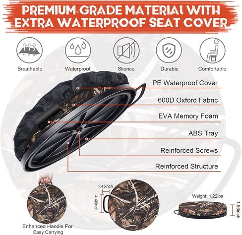 WarBull 5 Gallon Bucket Seat, 360-Degree Swivel Seat Foam Cushion Bucket Seat Lid with Waterproof Cover for Dove Duck Hunting, Fishing, Baseball, Gardening and Camping in Kuwait
