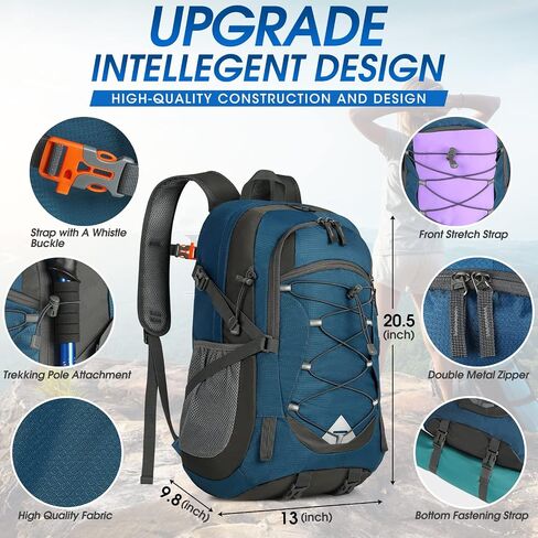 IGOLUMON Hiking Backpack 40L Packable Lightweight Camping Daypack Men Women | Multi-compartment storage Water-resistant Foldable Nylon Material Hiking Day pack for Camping Cycling Outdoor in Kuwait