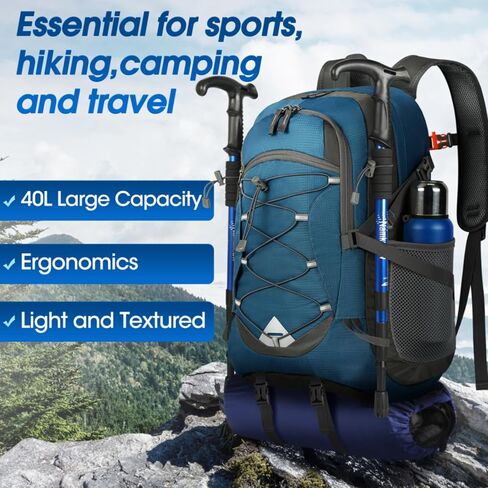 IGOLUMON Hiking Backpack 40L Packable Lightweight Camping Daypack Men Women | Multi-compartment storage Water-resistant Foldable Nylon Material Hiking Day pack for Camping Cycling Outdoor in Kuwait