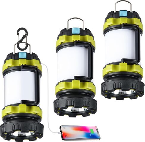1 Pack Camping Lantern, Outdoor Led Camping Lantern, Rechargeable Flashlights with 1000LM, 6 Modes, 4000mAh Power Bank, IPX5 Waterproof Portable Emergency Camping Light for Hurricane Survival in Saudi Arabia