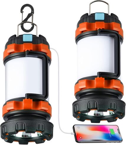 1 Pack Camping Lantern, Outdoor Led Camping Lantern, Rechargeable Flashlights with 1000LM, 6 Modes, 4000mAh Power Bank, IPX5 Waterproof Portable Emergency Camping Light for Hurricane Survival in Saudi Arabia