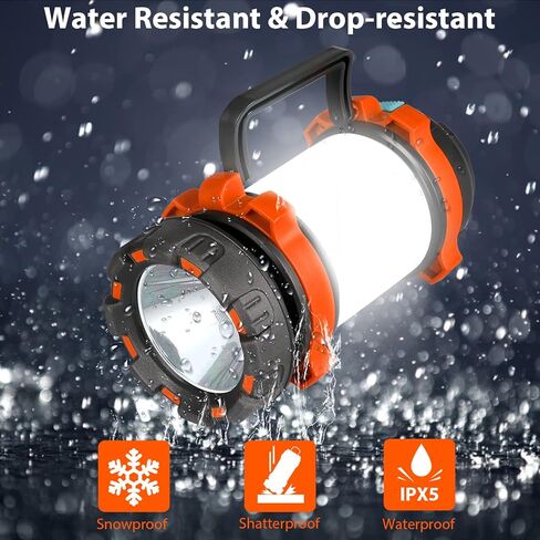 1 Pack Camping Lantern, Outdoor Led Camping Lantern, Rechargeable Flashlights with 1000LM, 6 Modes, 4000mAh Power Bank, IPX5 Waterproof Portable Emergency Camping Light for Hurricane Survival in Saudi Arabia