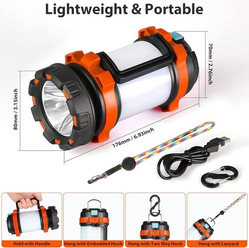 1 Pack Camping Lantern, Outdoor Led Camping Lantern, Rechargeable Flashlights with 1000LM, 6 Modes, 4000mAh Power Bank, IPX5 Waterproof Portable Emergency Camping Light for Hurricane Survival in Saudi Arabia