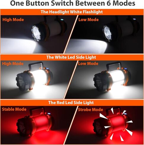 1 Pack Camping Lantern, Outdoor Led Camping Lantern, Rechargeable Flashlights with 1000LM, 6 Modes, 4000mAh Power Bank, IPX5 Waterproof Portable Emergency Camping Light for Hurricane Survival in Saudi Arabia