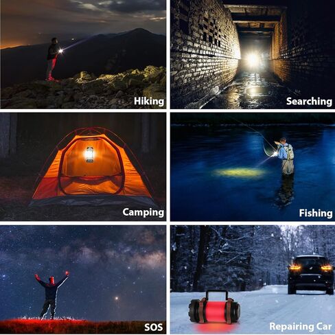 1 Pack Camping Lantern, Outdoor Led Camping Lantern, Rechargeable Flashlights with 1000LM, 6 Modes, 4000mAh Power Bank, IPX5 Waterproof Portable Emergency Camping Light for Hurricane Survival in Saudi Arabia