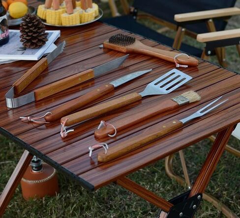 HiEthan Camping Cooking Utensils Set,15 Piece Portable Camping Cooking Set,Camp Kitchen Utensil Organizer for Travel BBQ Picnic Party,Black in Kuwait