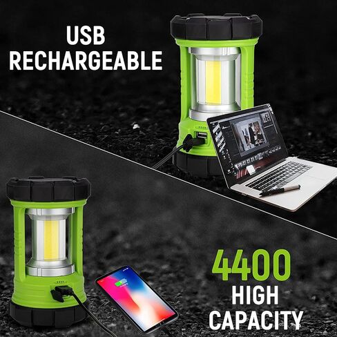 Favourlite Rechargeable Camping Lantern, 3000LM 360° LED Light for Power Outages, 4400mAh with USB-C Emergency Phone Charging, 5 Modes, Water-Resistant Tent Light with Hanging Hooks in Kuwait
