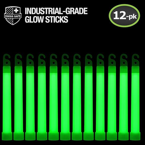 Swiss Safe Premium 6" Glow Sticks - Extra Bright, 12+ Hour Duration, Emergency Ready in Kuwait